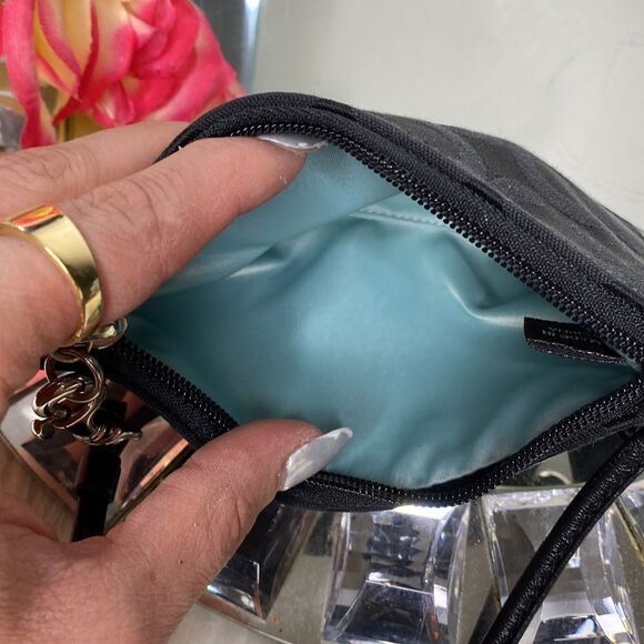 Coach Black Signature Logo Leather Zipper Wristlet